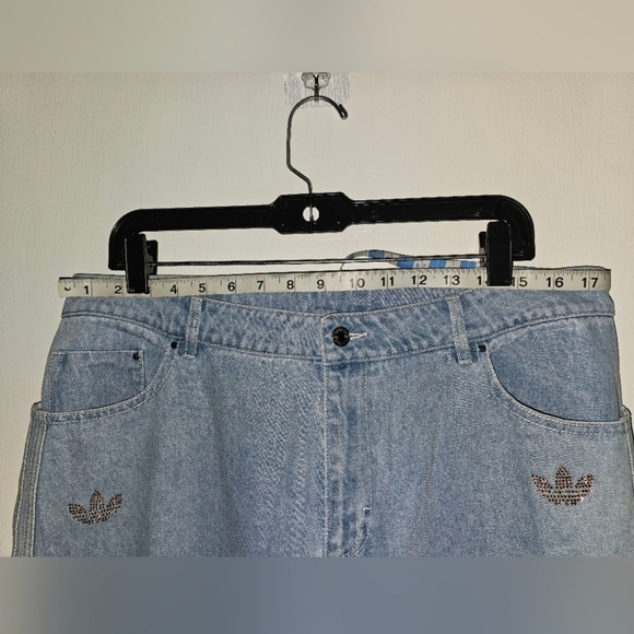 ADIDAS ORIGINALS Light Blue Denim And Rhinestones Pants - Picture 6 of 8